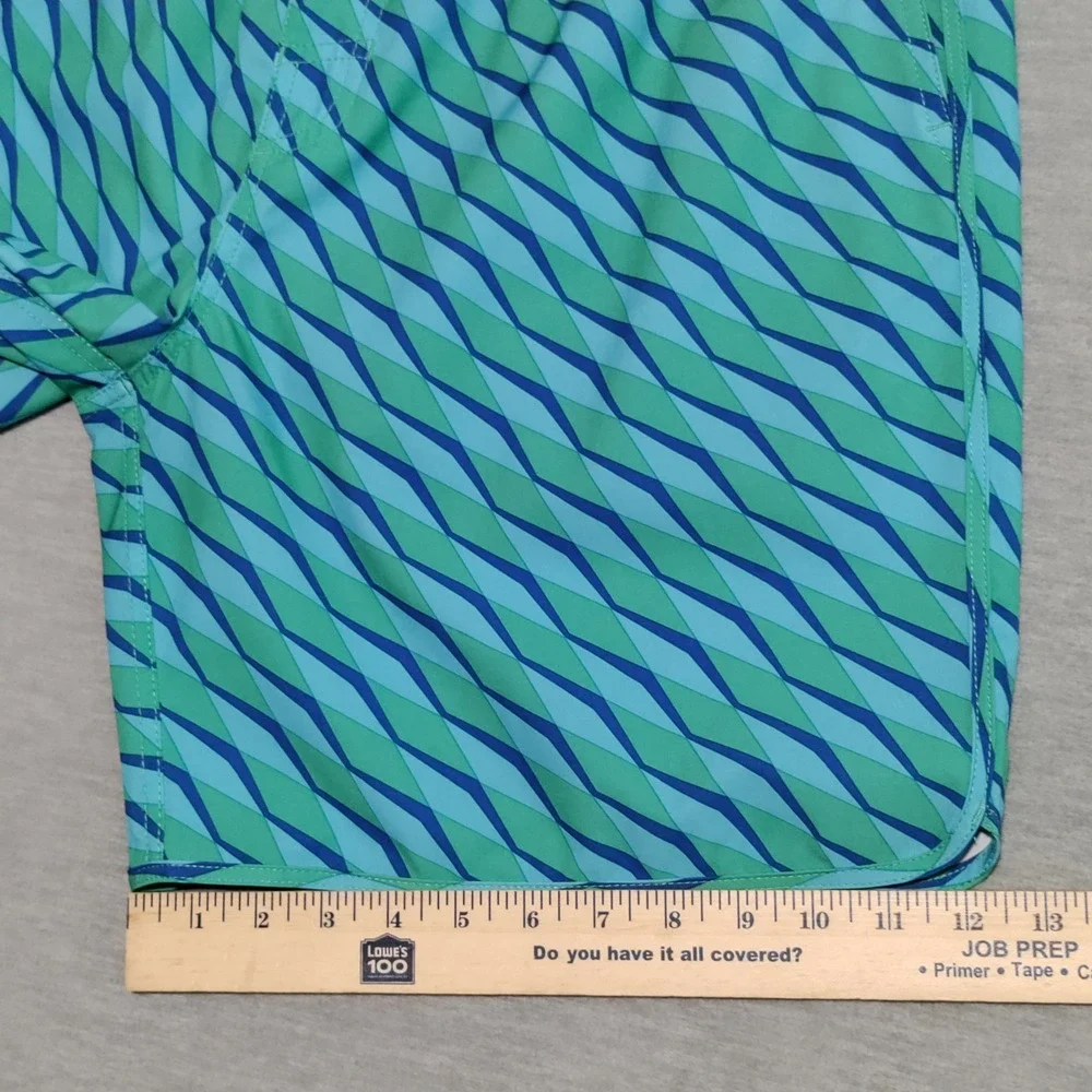 Fair Harbor Swim Trunks Mens XXL Geometric‎ Drawstring Lined Blue/Green